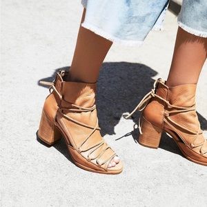 Free People Baske Leather Lace Up Heels